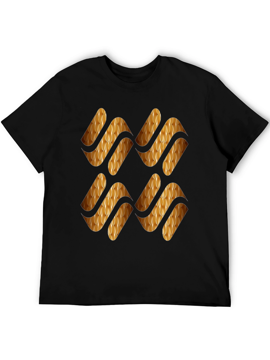 Stylish Black T-Shirt with Gold Pattern