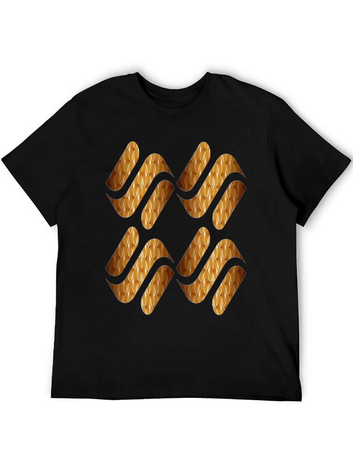Stylish Black T-Shirt with Gold Pattern