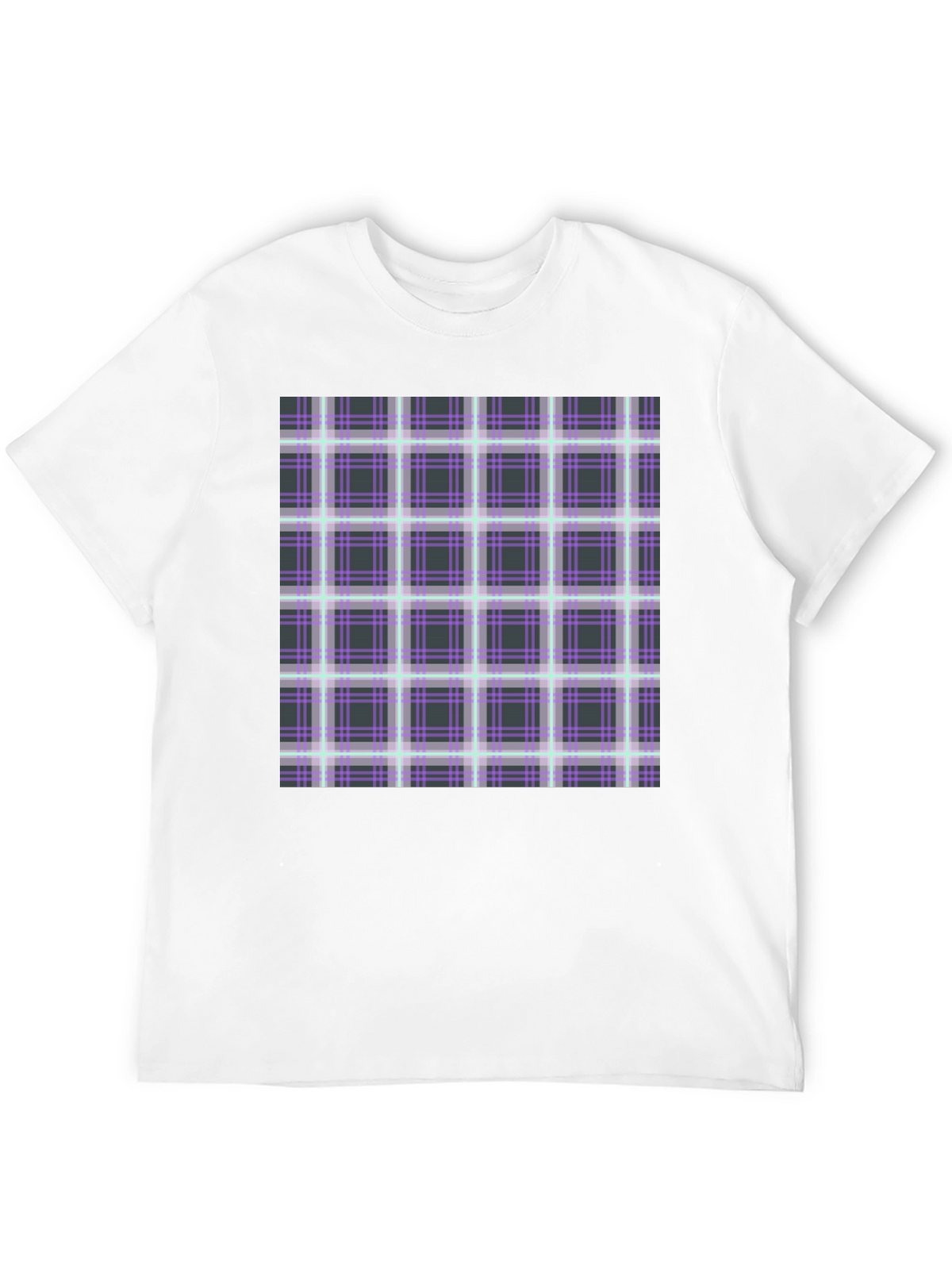 Plaid Graphic Print Black T-Shirt