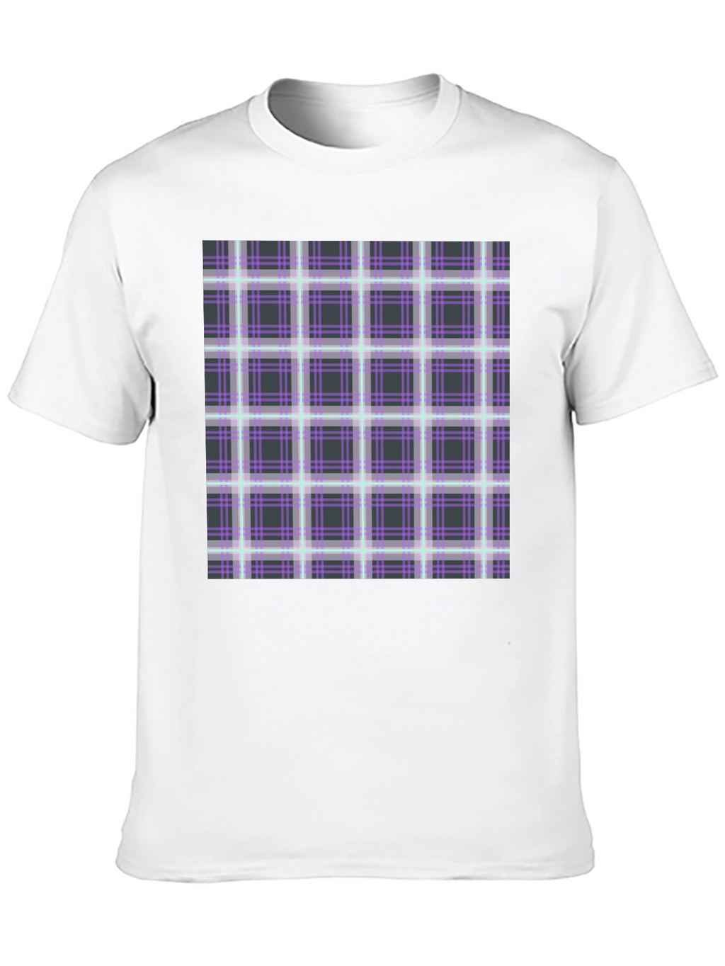 Plaid Graphic Print Black T-Shirt