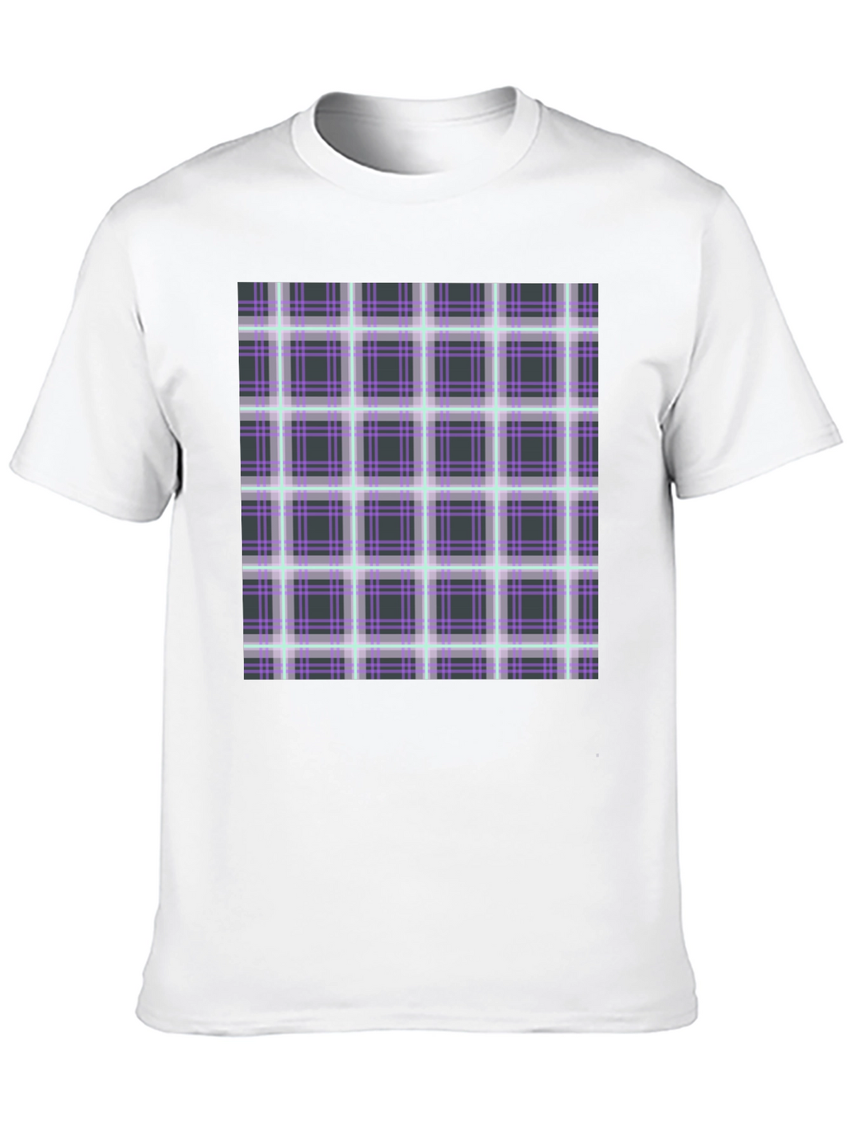 Plaid Graphic Print Black T-Shirt