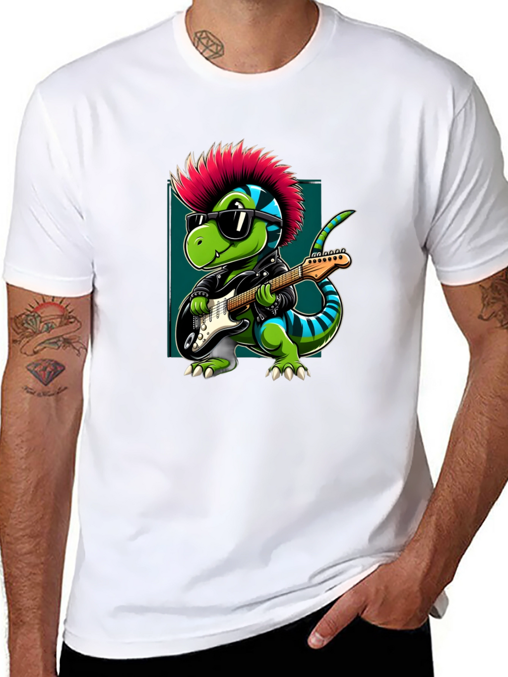 Punk Rock Dinosaur Guitarist T-Shirt