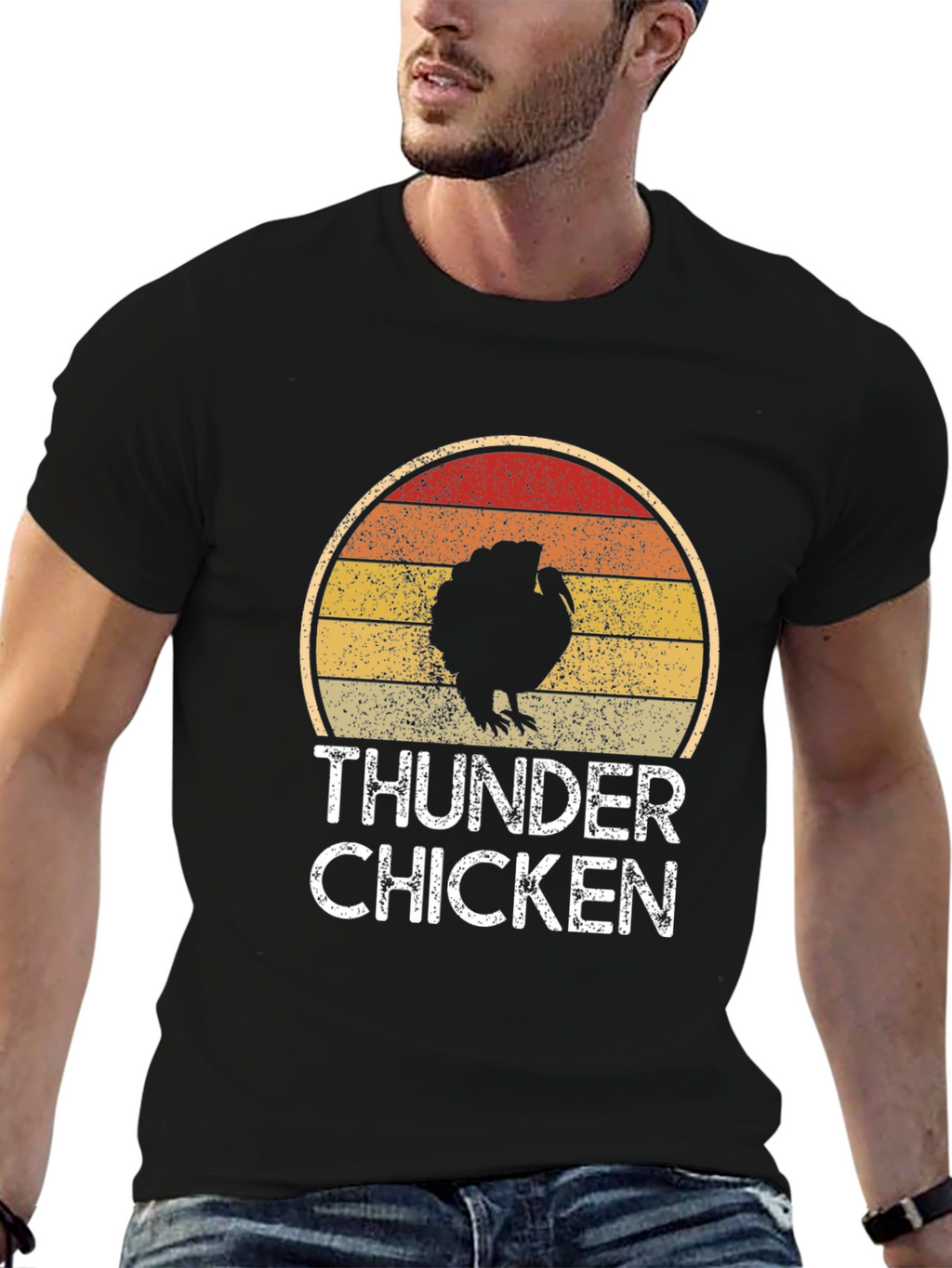 Thunder Chicken Retro Graphic Tee - Funny Turkey T-Shirt