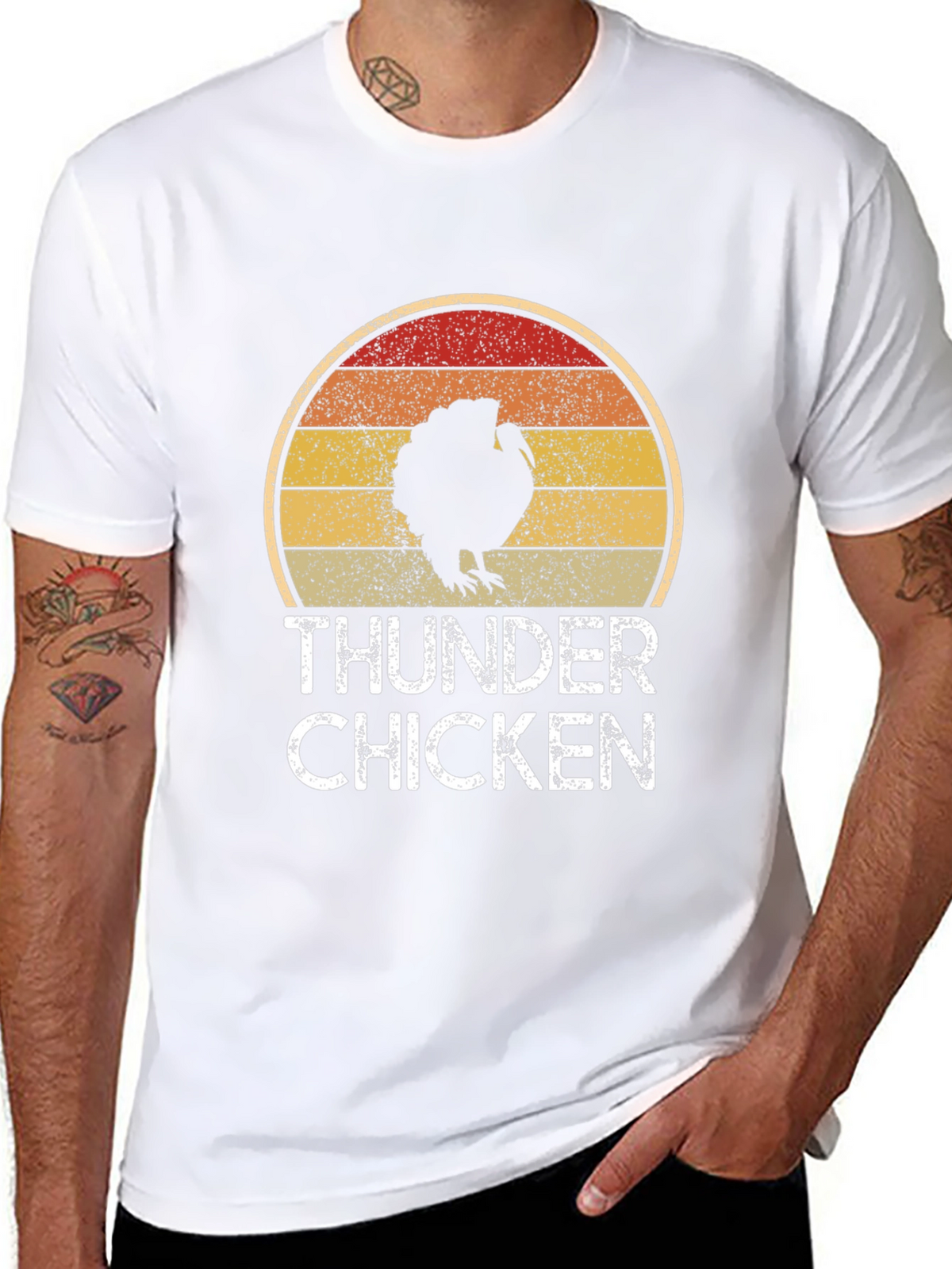 Thunder Chicken Retro Graphic Tee - Funny Turkey T-Shirt