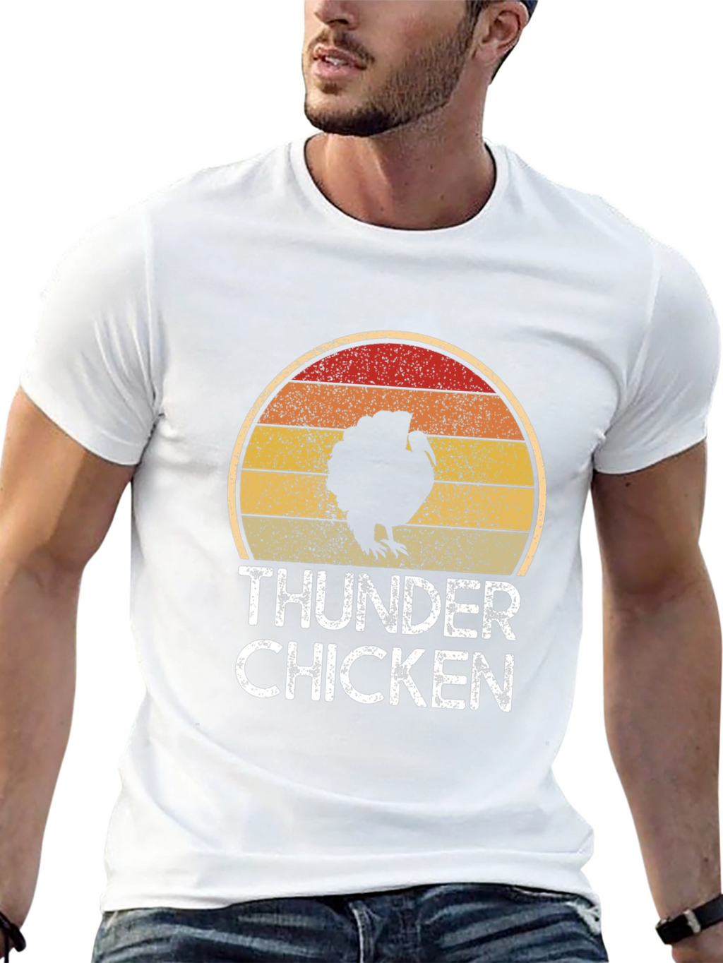 Thunder Chicken Retro Graphic Tee - Funny Turkey T-Shirt