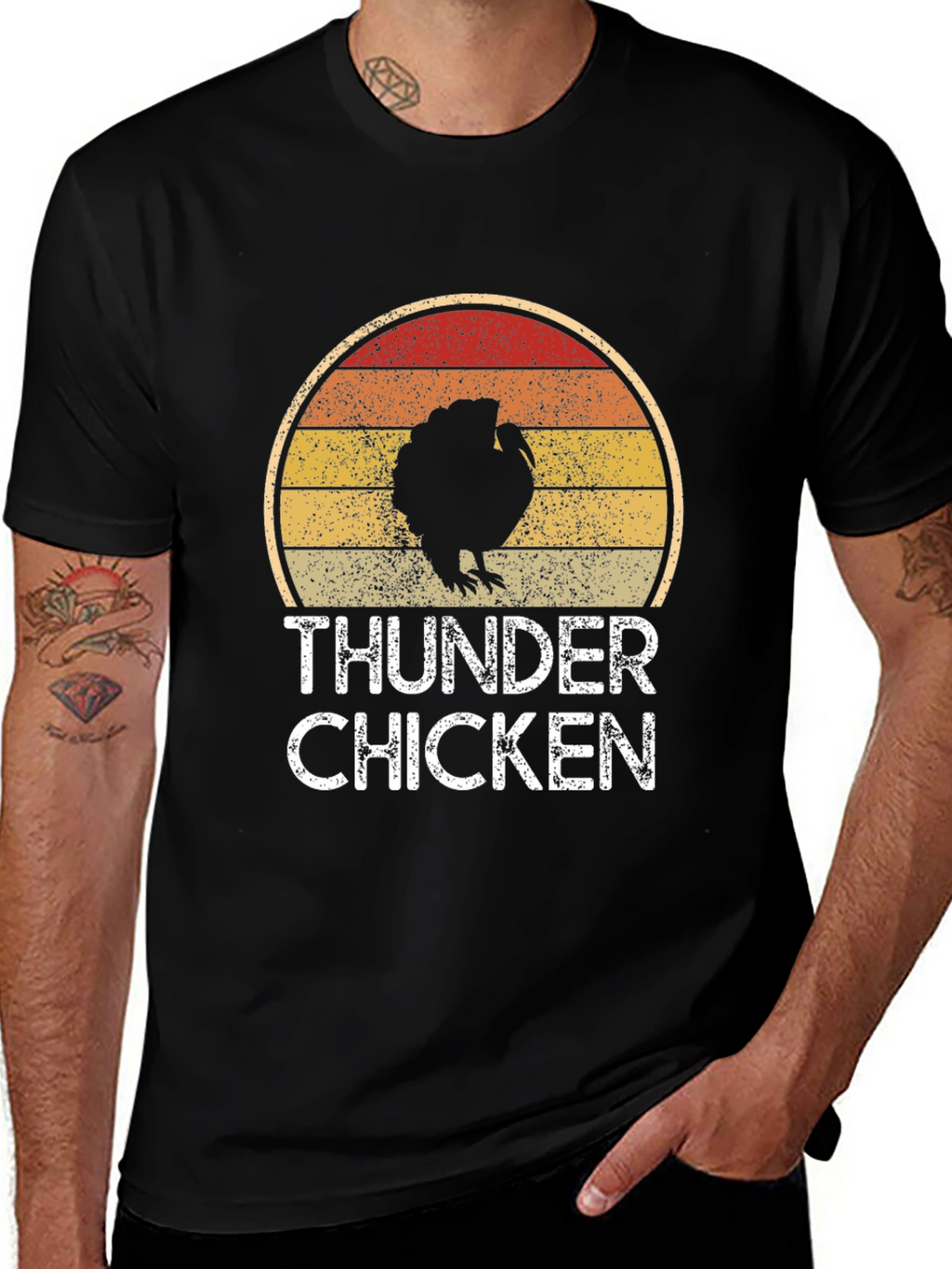 Thunder Chicken Retro Graphic Tee - Funny Turkey T-Shirt