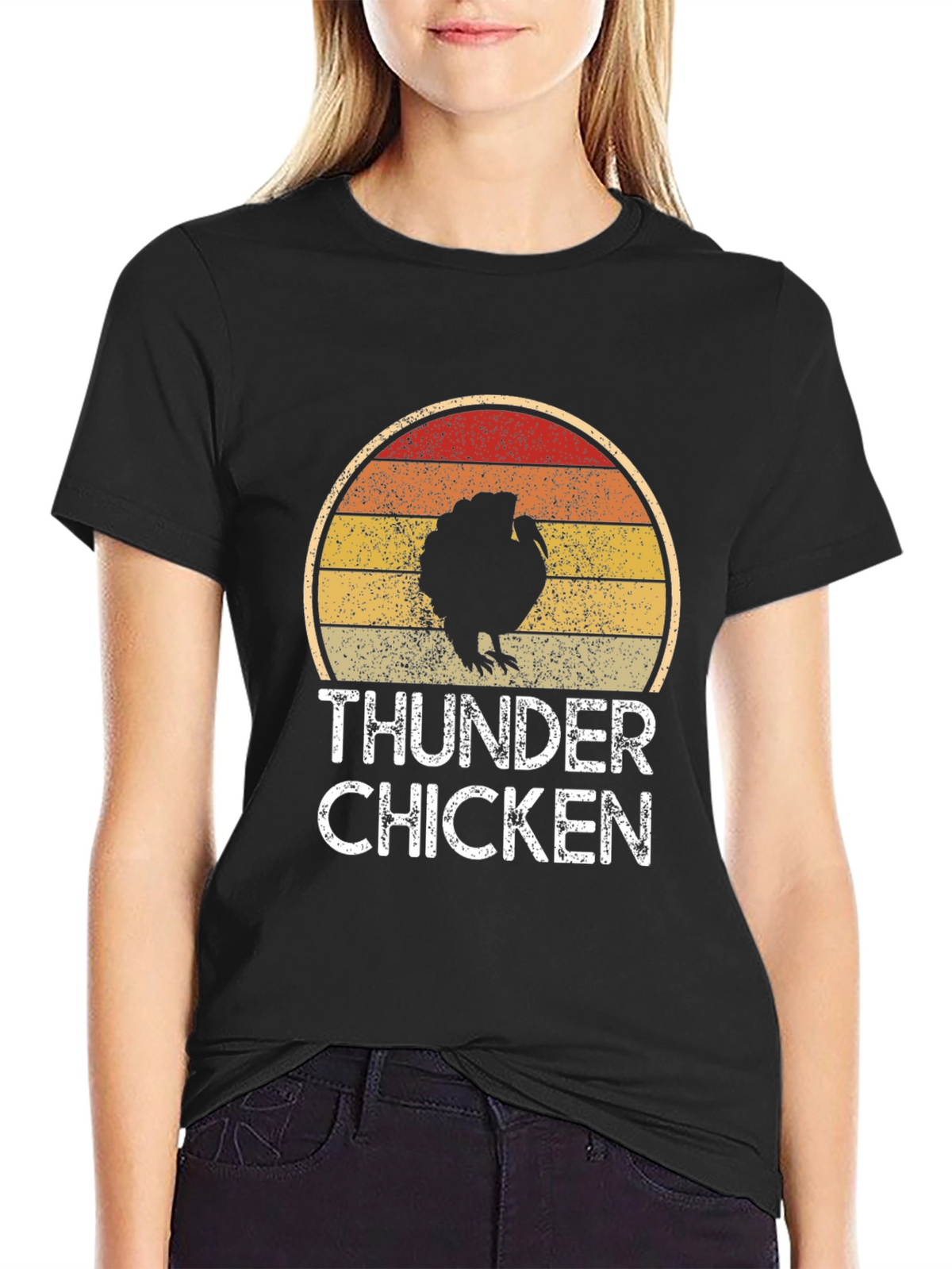 Thunder Chicken Retro Graphic Tee - Funny Turkey T-Shirt