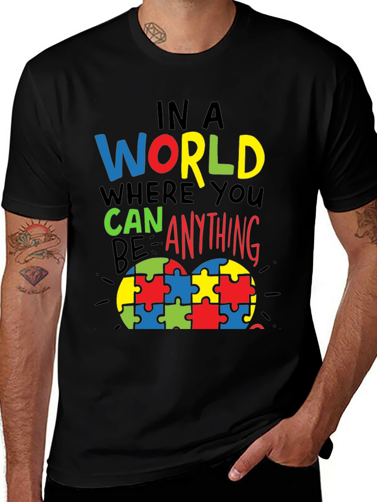 Autism Awareness Puzzle Heart Graphic T-Shirt