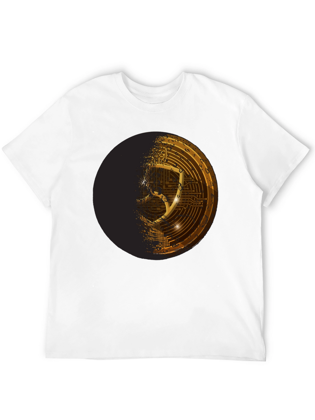 Cyber Shield Black T-Shirt - Futuristic Design