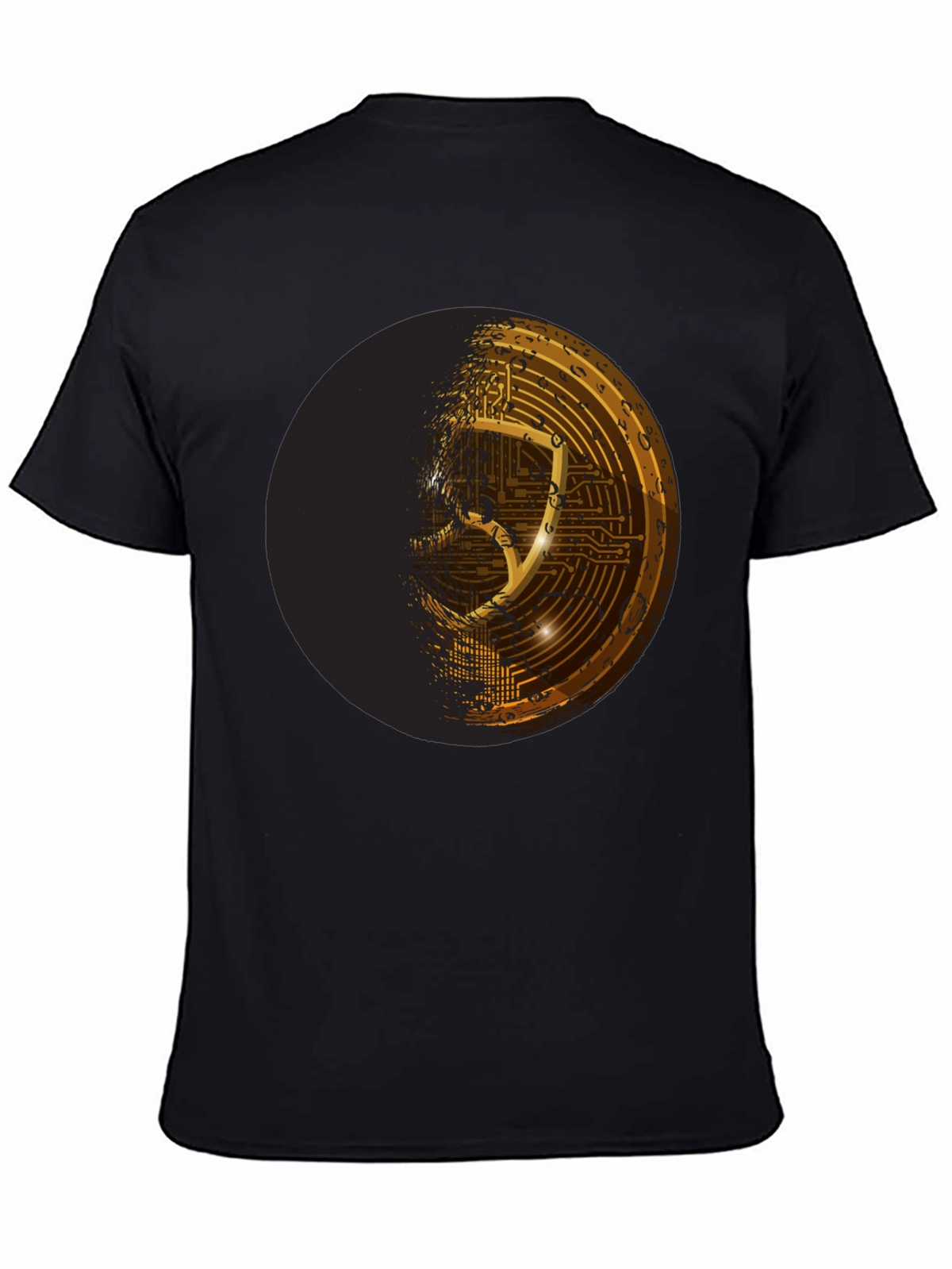 Cyber Shield Black T-Shirt - Futuristic Design