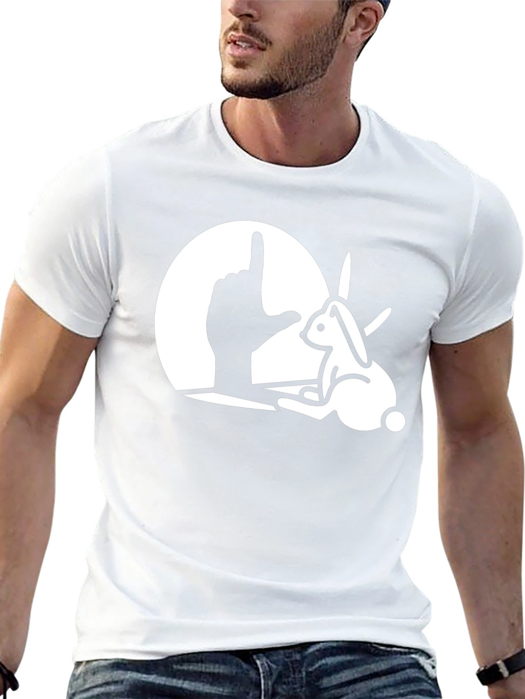 Rabbit Hand Shadow Graphic Tee - Unique Design