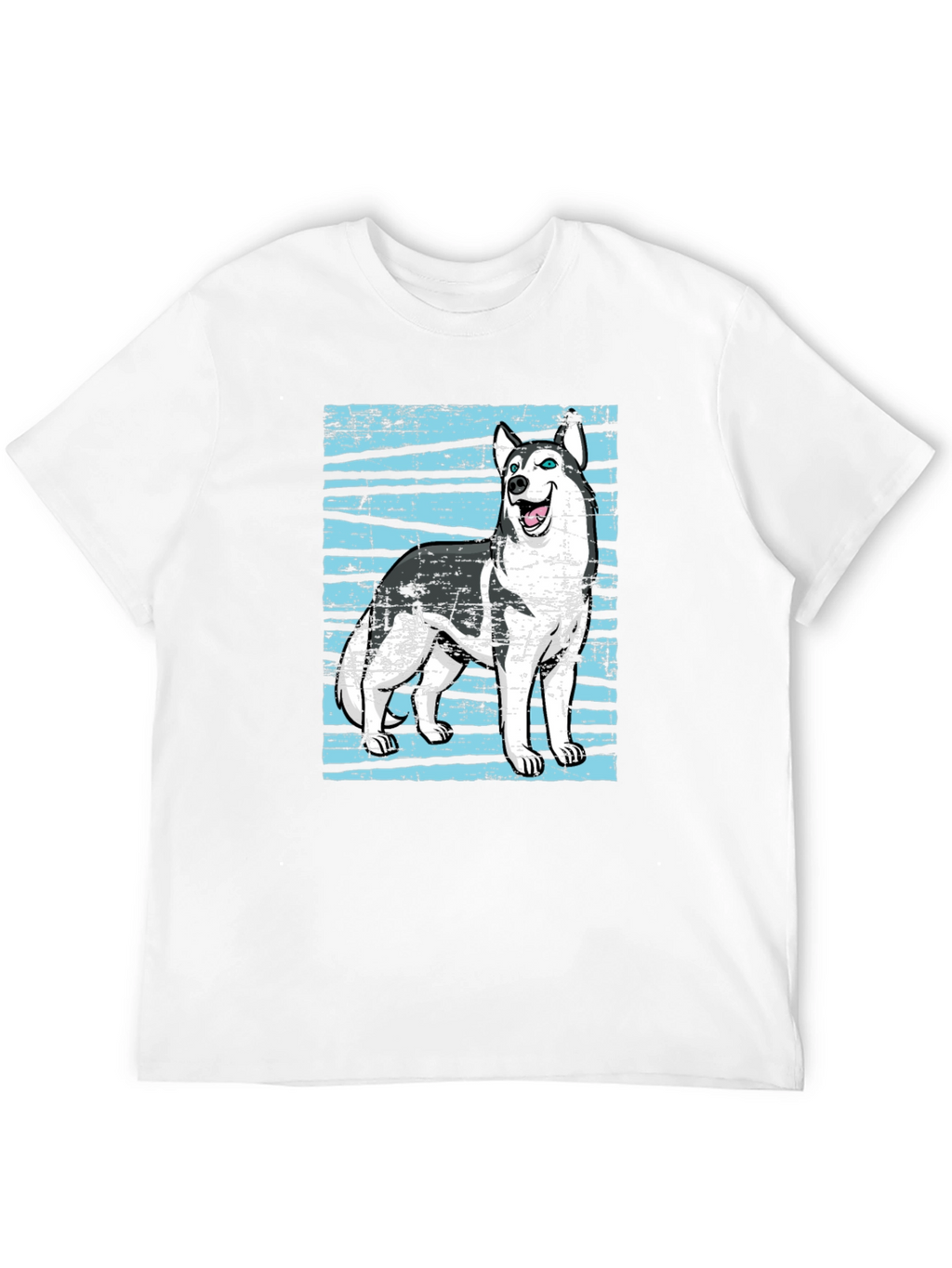 Husky Dog Graphic Print Black T-Shirt