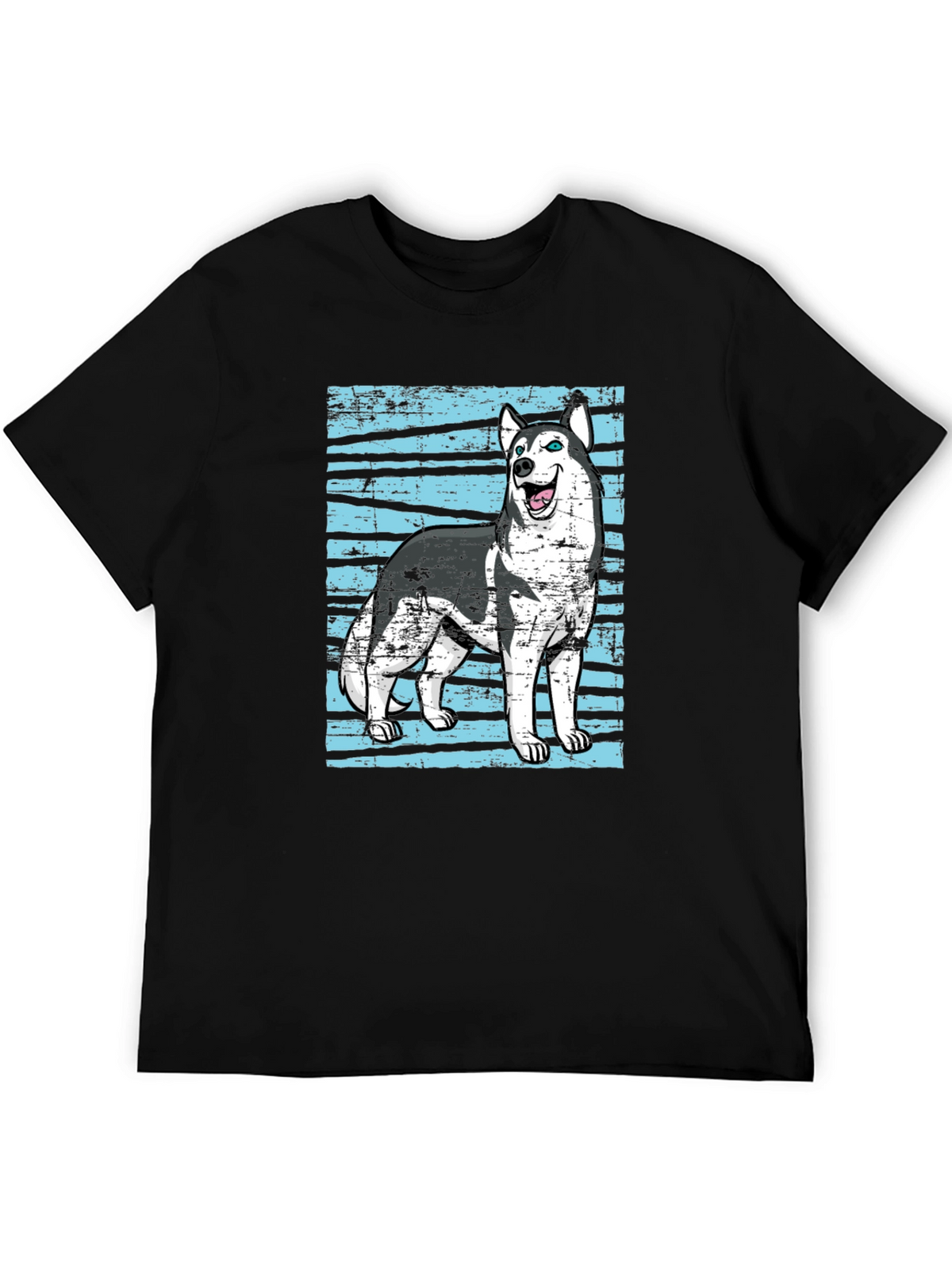 Husky Dog Graphic Print Black T-Shirt