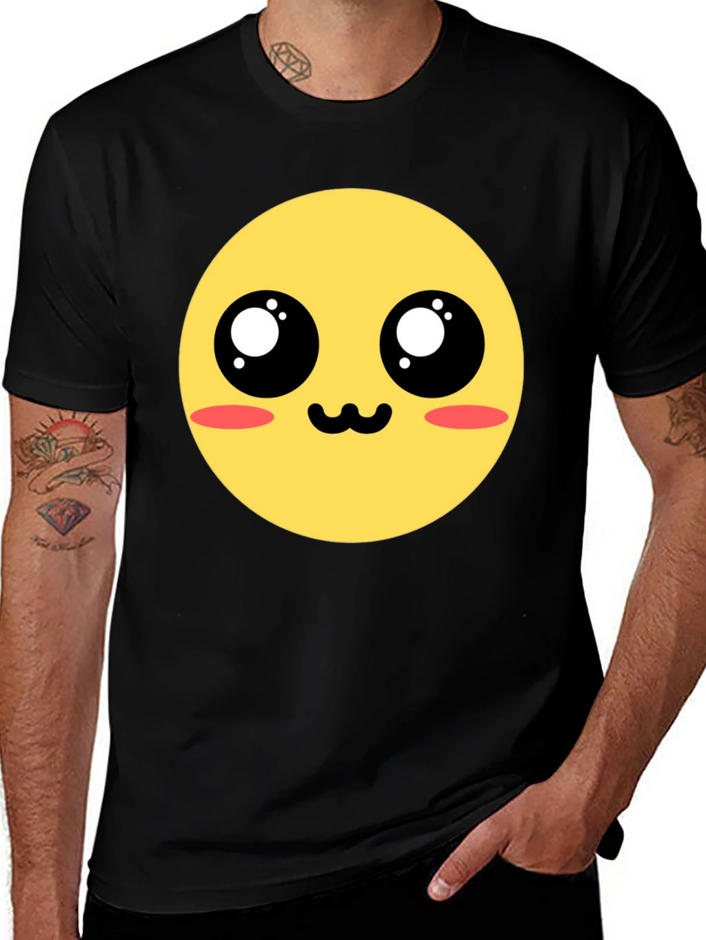 Kawaii Emoji Graphic Tee - Black