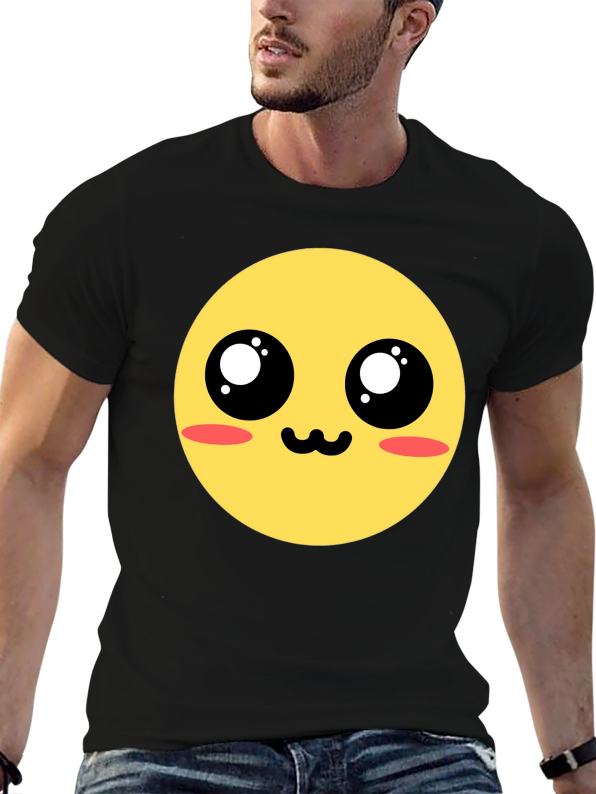 Kawaii Emoji Graphic Tee - Black