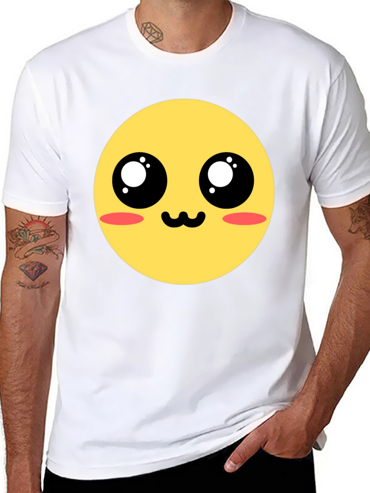 Kawaii Emoji Graphic Tee - Black