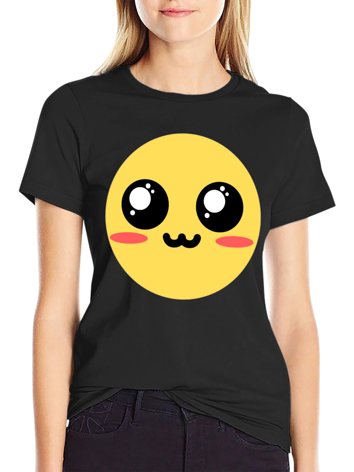 Kawaii Emoji Graphic Tee - Black