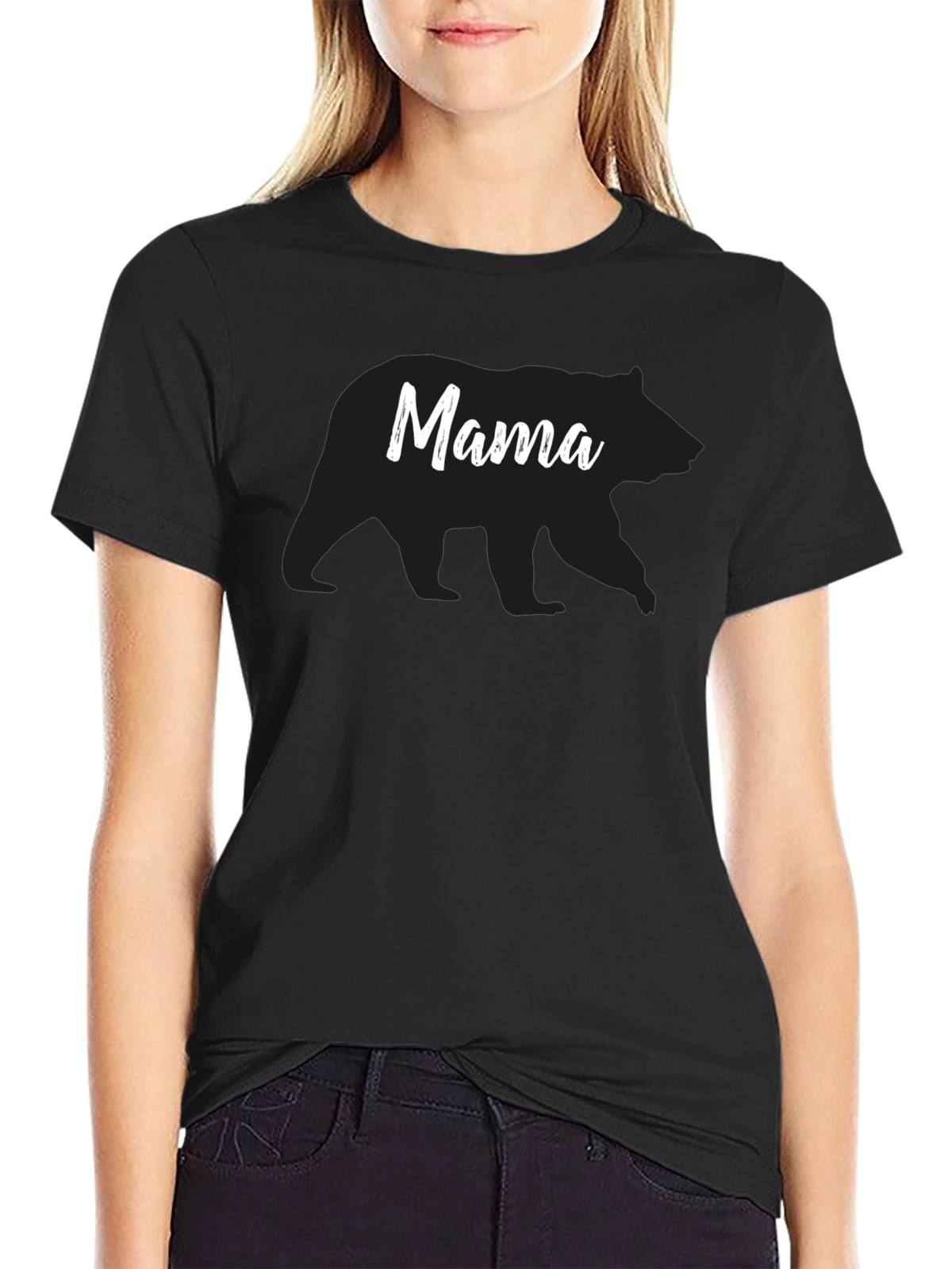Mama Bear Graphic Tee - Black Cotton T-Shirt