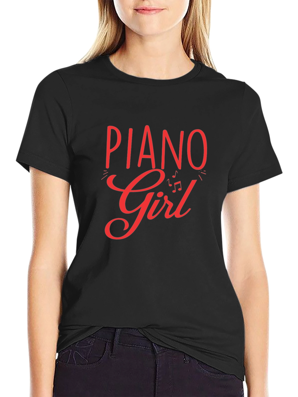 Piano Girl Black T-Shirt