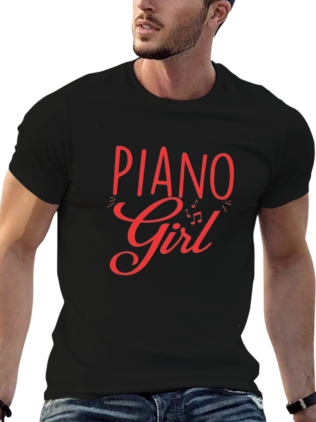 Piano Girl Black T-Shirt