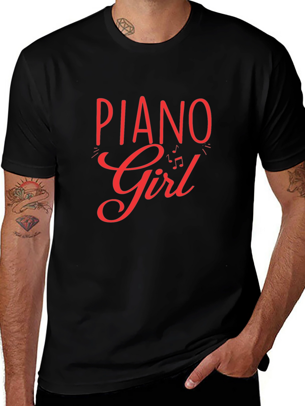 Piano Girl Black T-Shirt