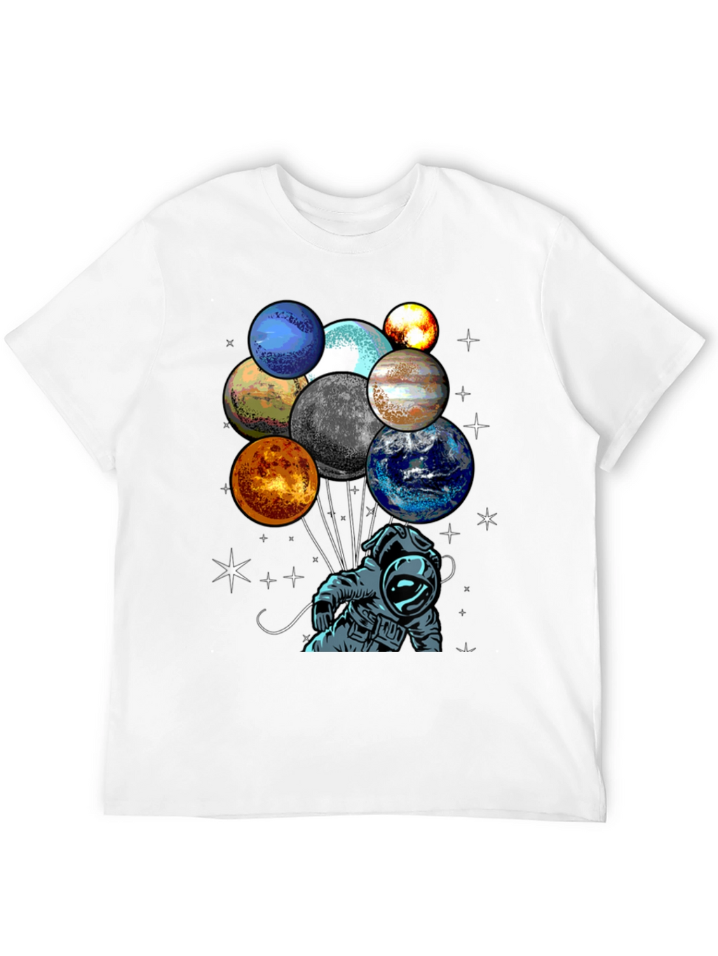 Astronaut Planet Balloons Graphic Tee