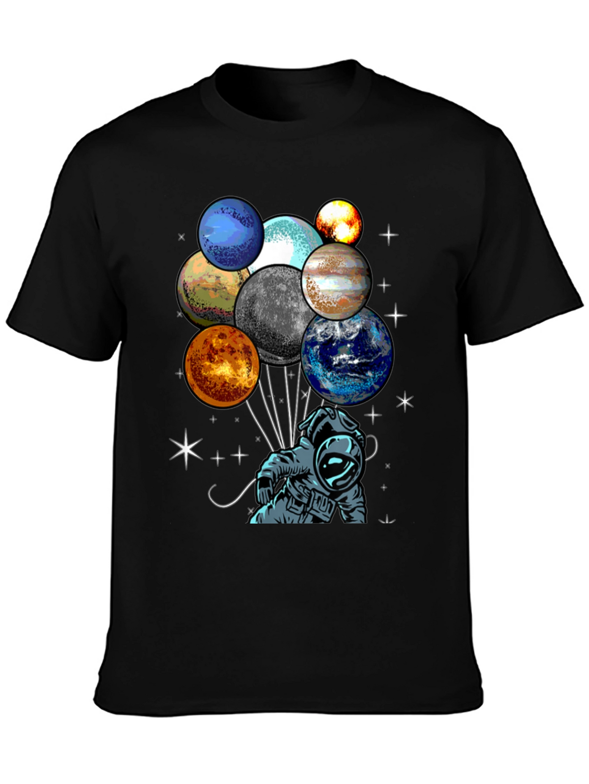 Astronaut Planet Balloons Graphic Tee