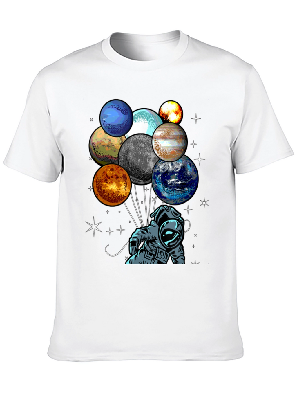 Astronaut Planet Balloons Graphic Tee