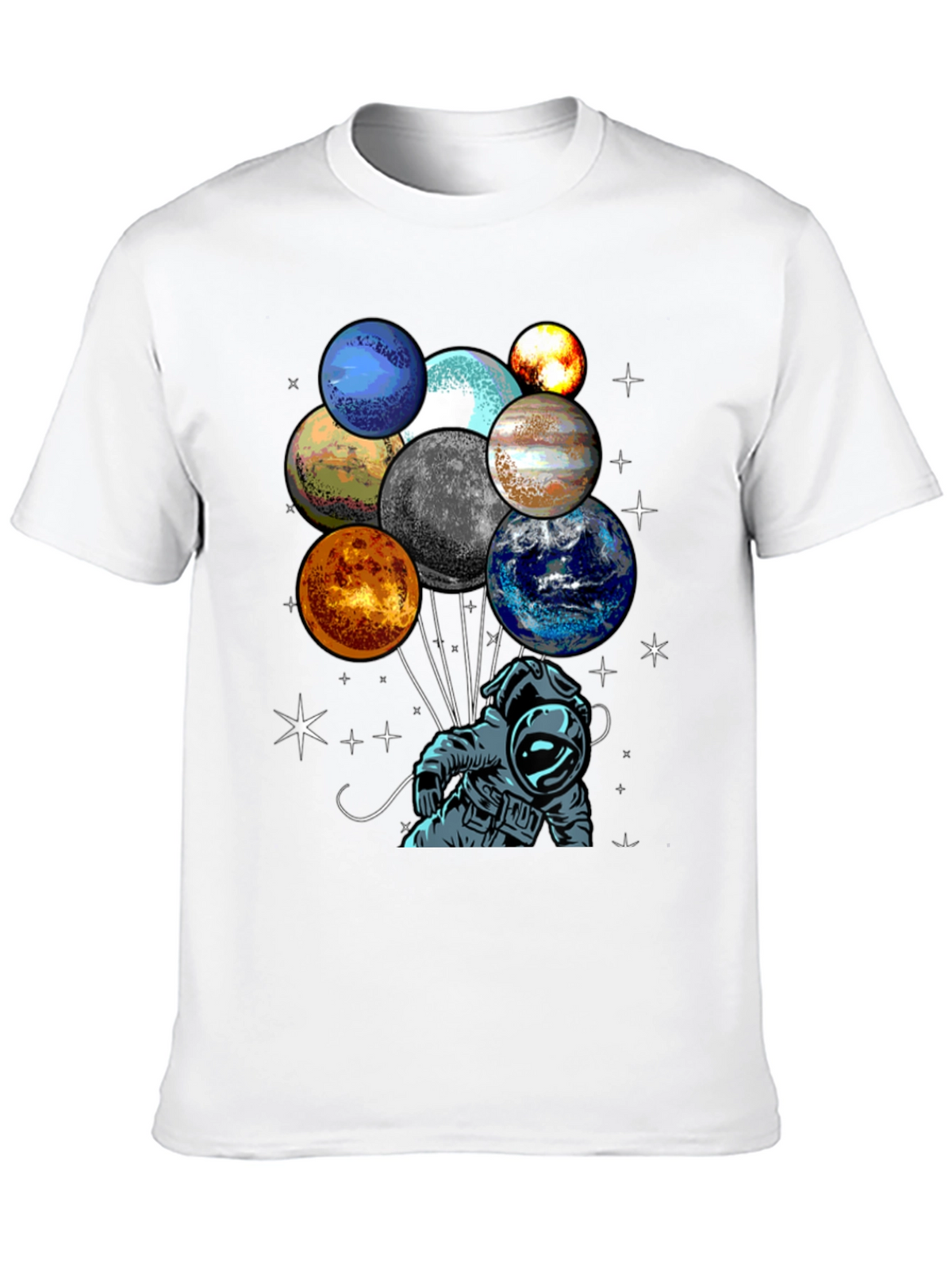 Astronaut Planet Balloons Graphic Tee