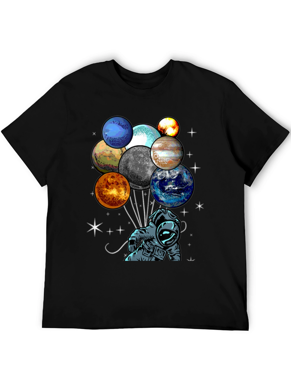 Astronaut Planet Balloons Graphic Tee