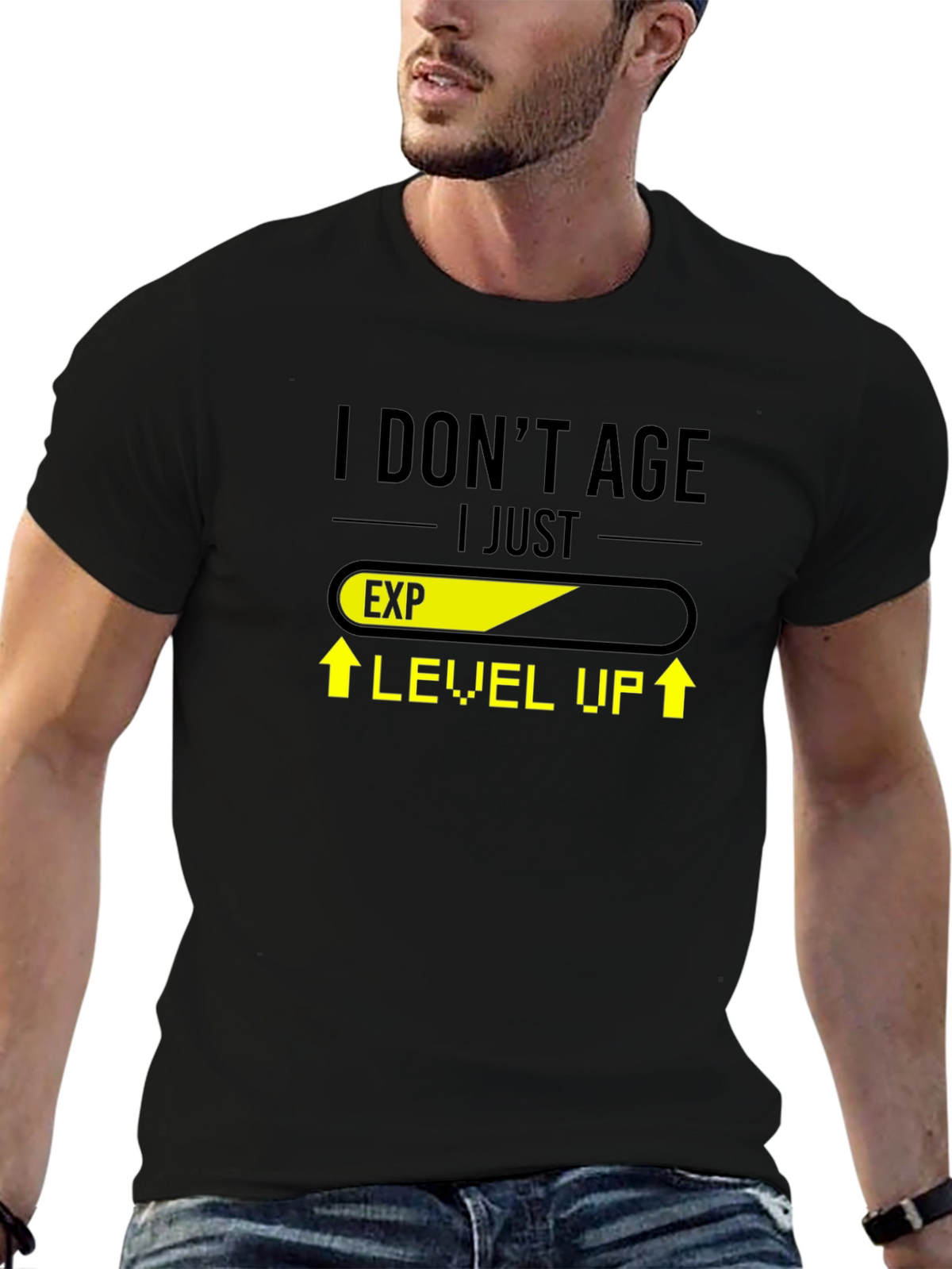 Level Up Black T-Shirt - Gamer Humor
