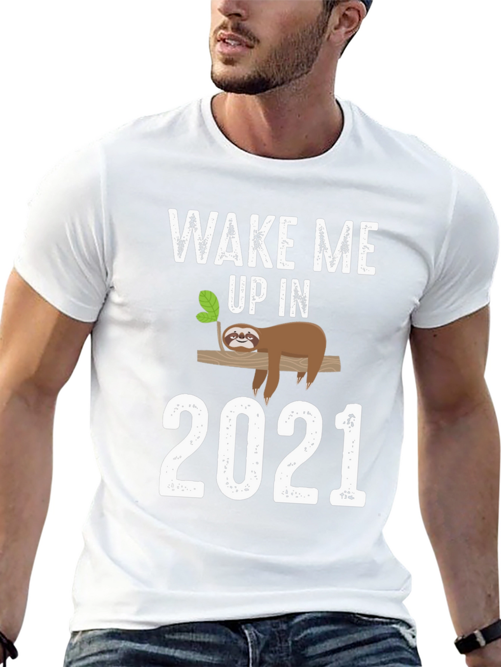 Wake Me Up in 2021 Sloth Graphic Tee