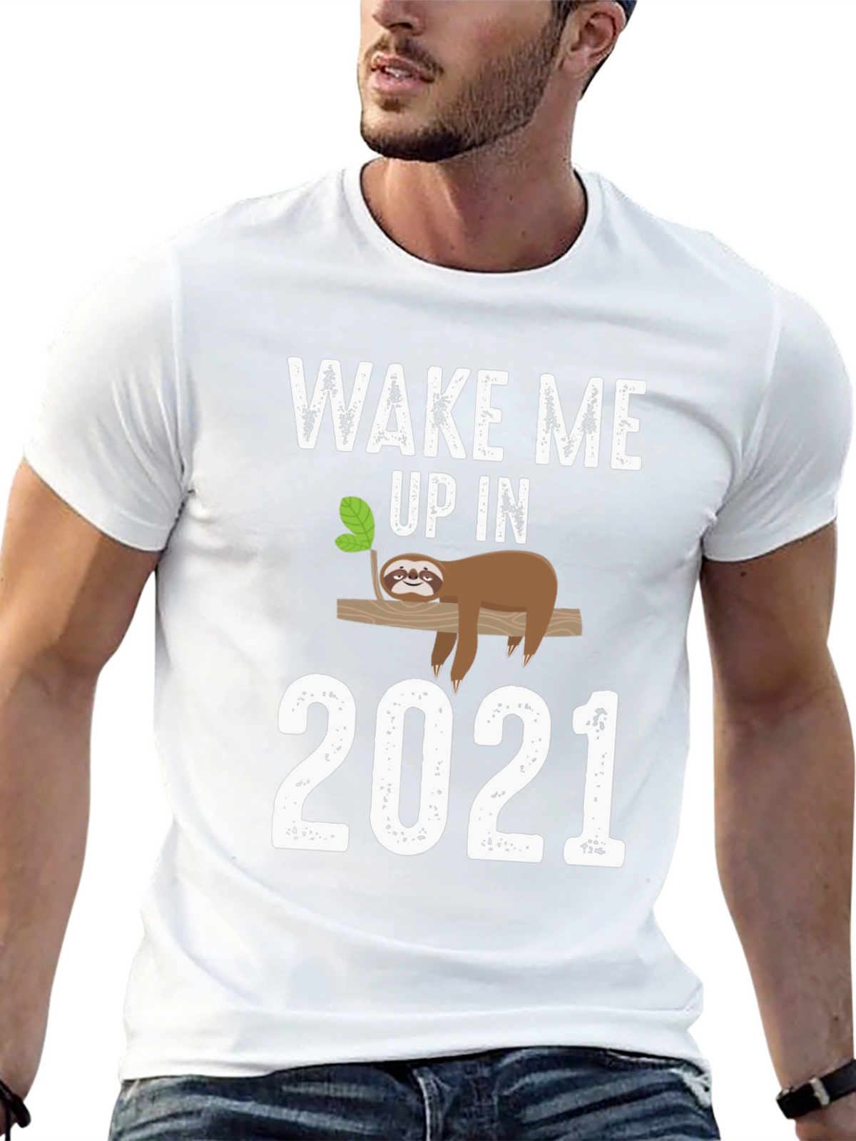 Wake Me Up in 2021 Sloth Graphic Tee