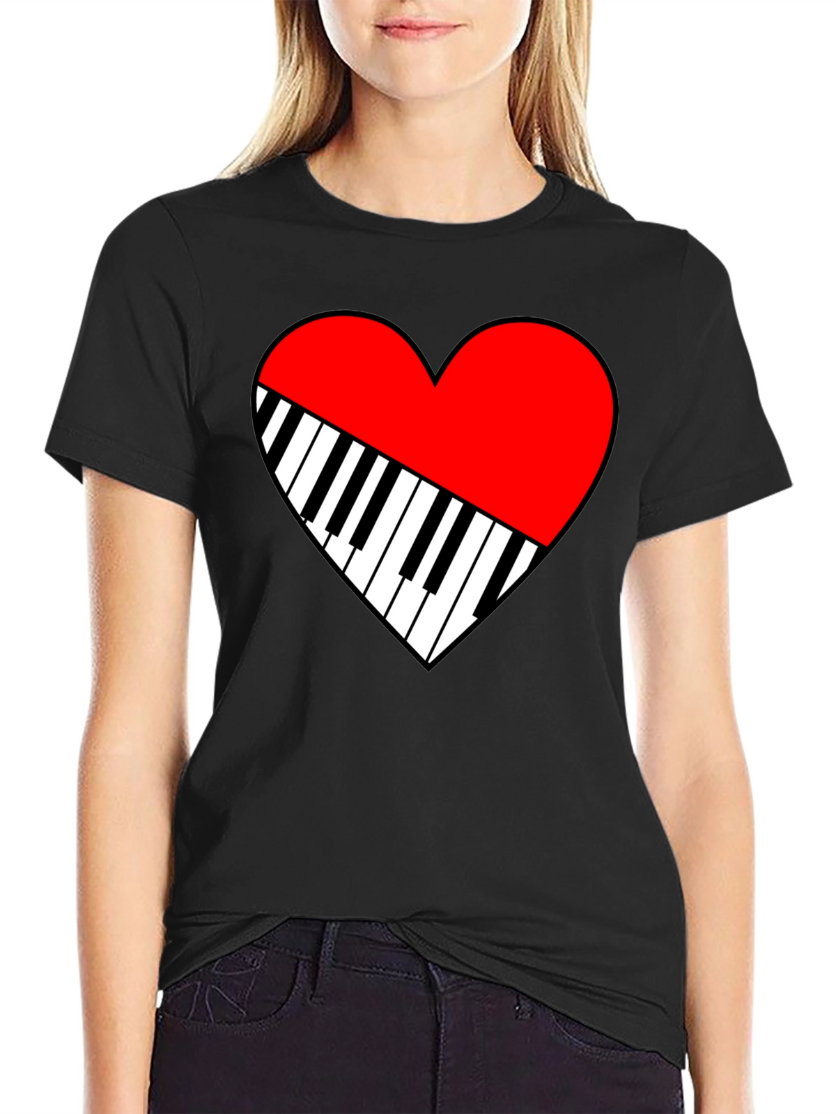 Piano Heart Graphic Tee - Music Lover T-Shirt