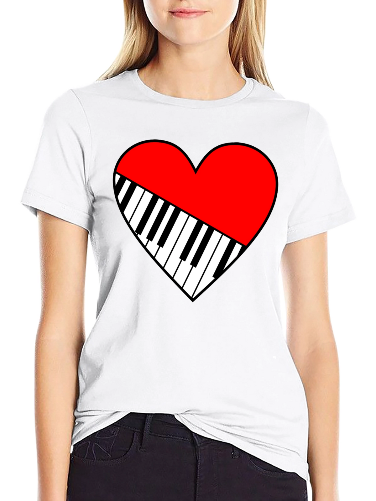 Piano Heart Graphic Tee - Music Lover T-Shirt