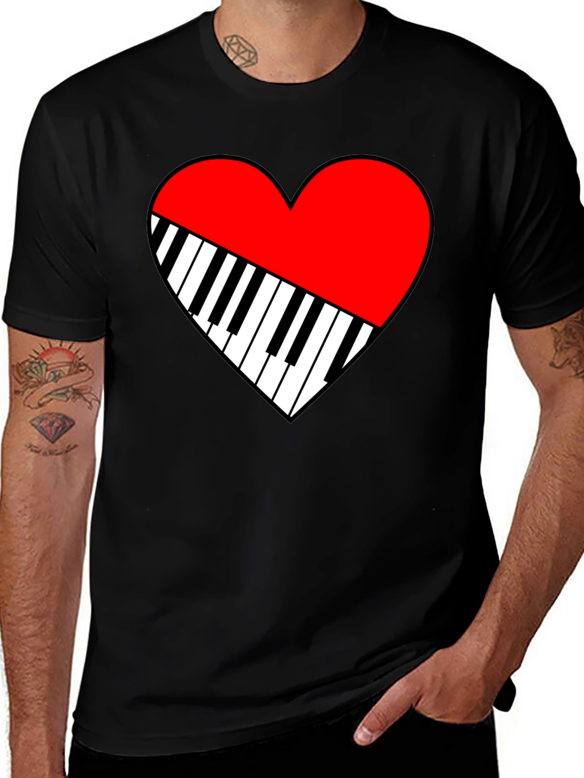 Piano Heart Graphic Tee - Music Lover T-Shirt