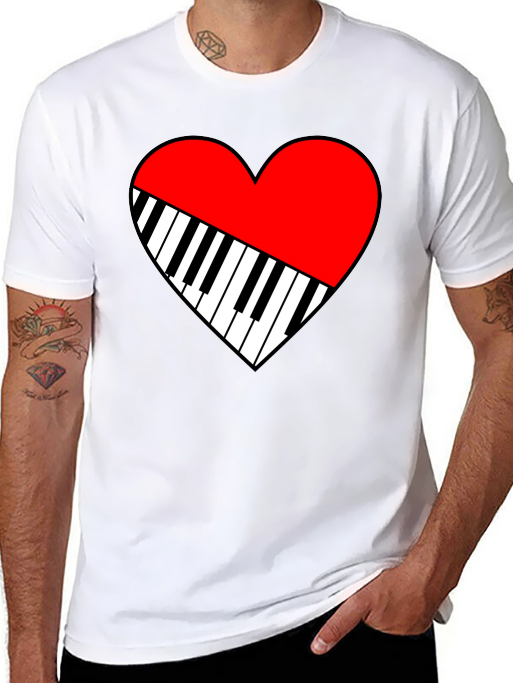 Piano Heart Graphic Tee - Music Lover T-Shirt