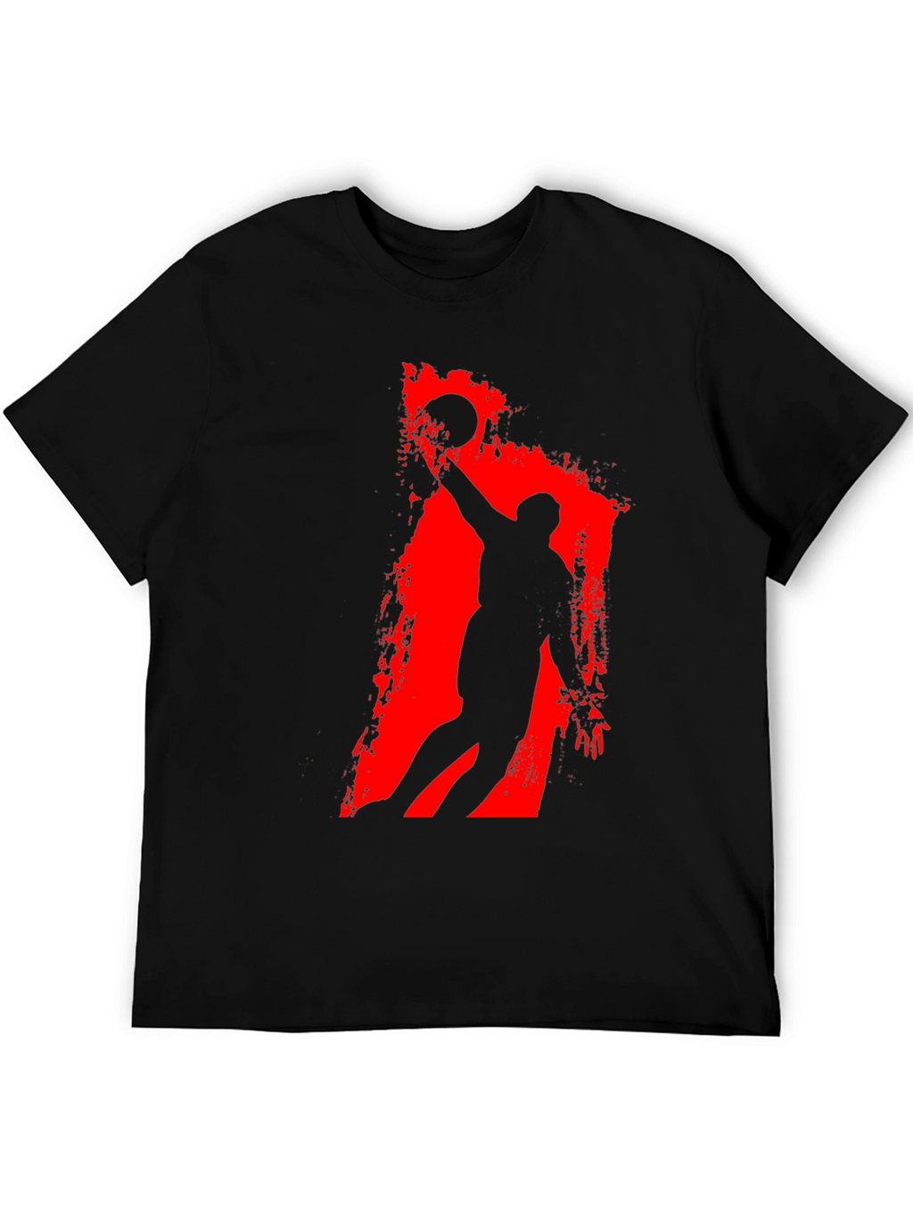 Basketball Silhouette Graphic Tee - Black Cotton T-Shirt
