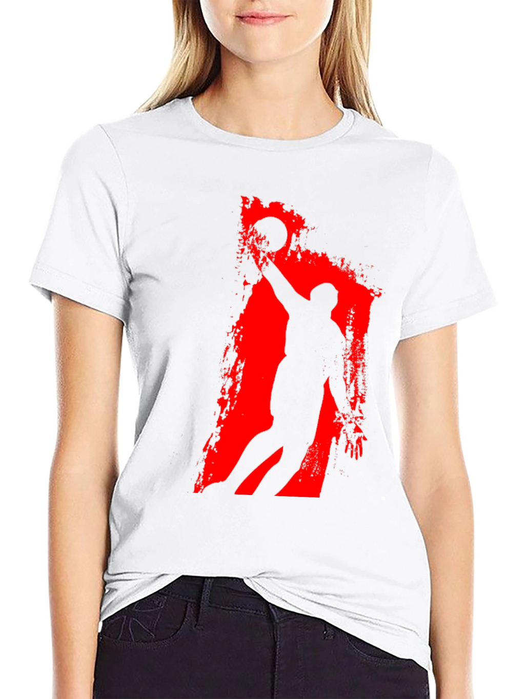 Basketball Silhouette Graphic Tee - Black Cotton T-Shirt