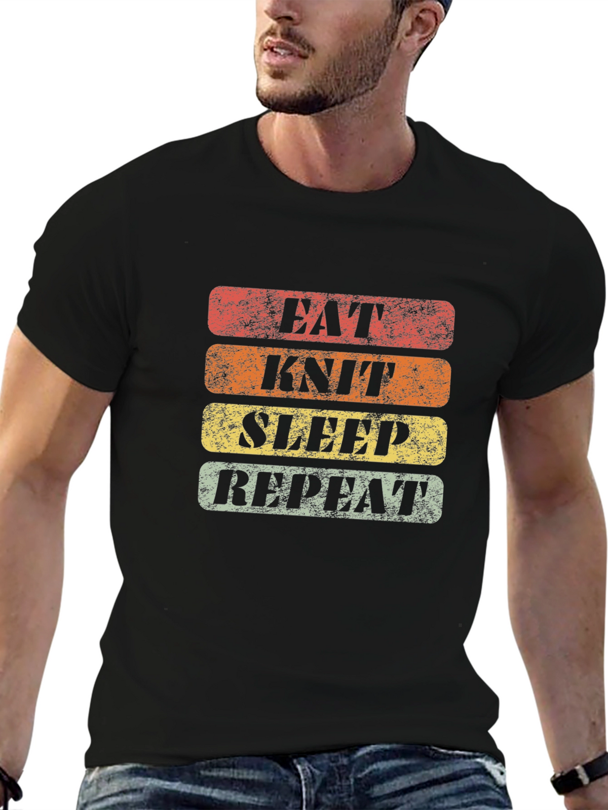 Eat Knit Sleep Repeat Graphic Tee
