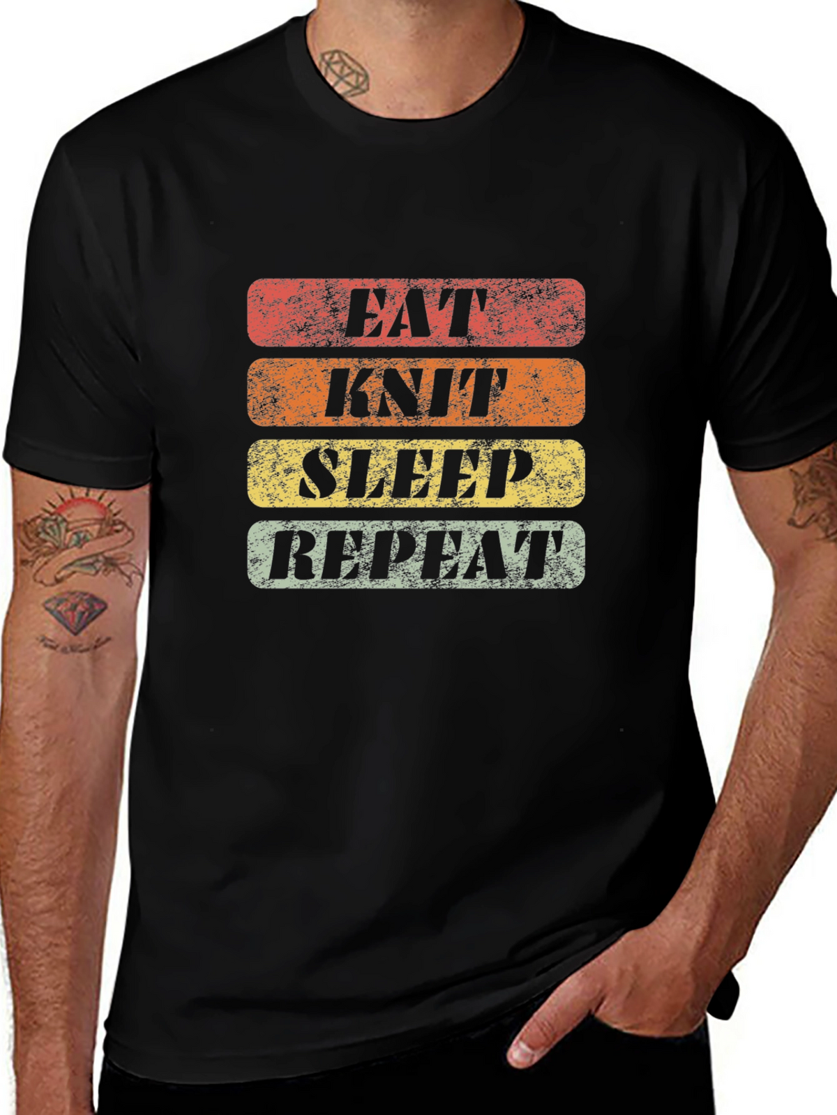 Eat Knit Sleep Repeat Graphic Tee