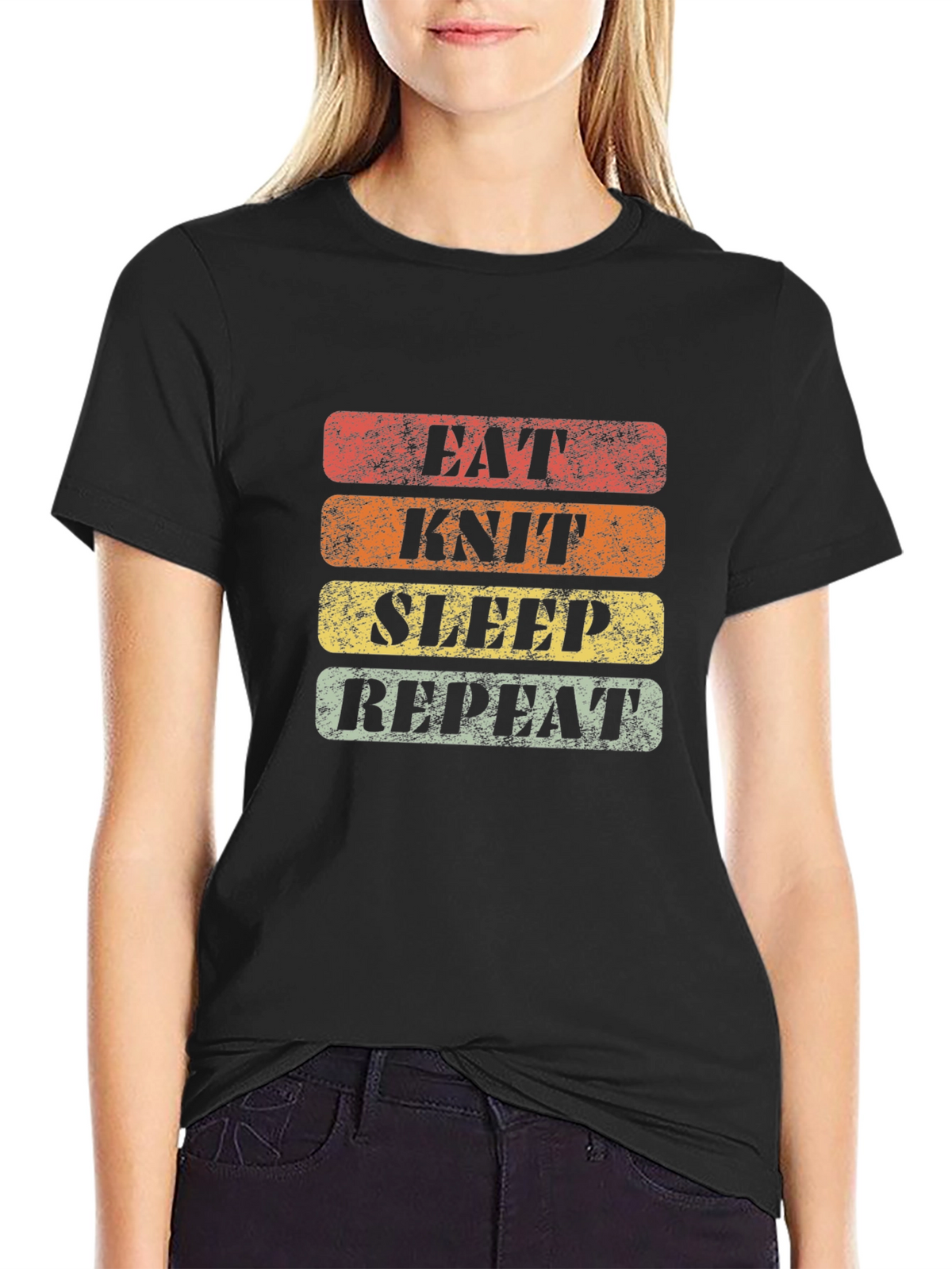 Eat Knit Sleep Repeat Graphic Tee