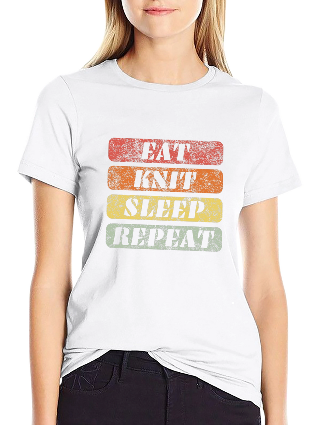 Eat Knit Sleep Repeat Graphic Tee