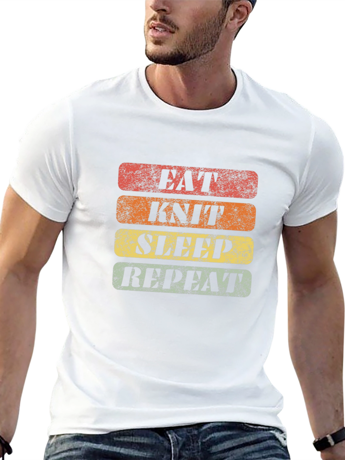 Eat Knit Sleep Repeat Graphic Tee