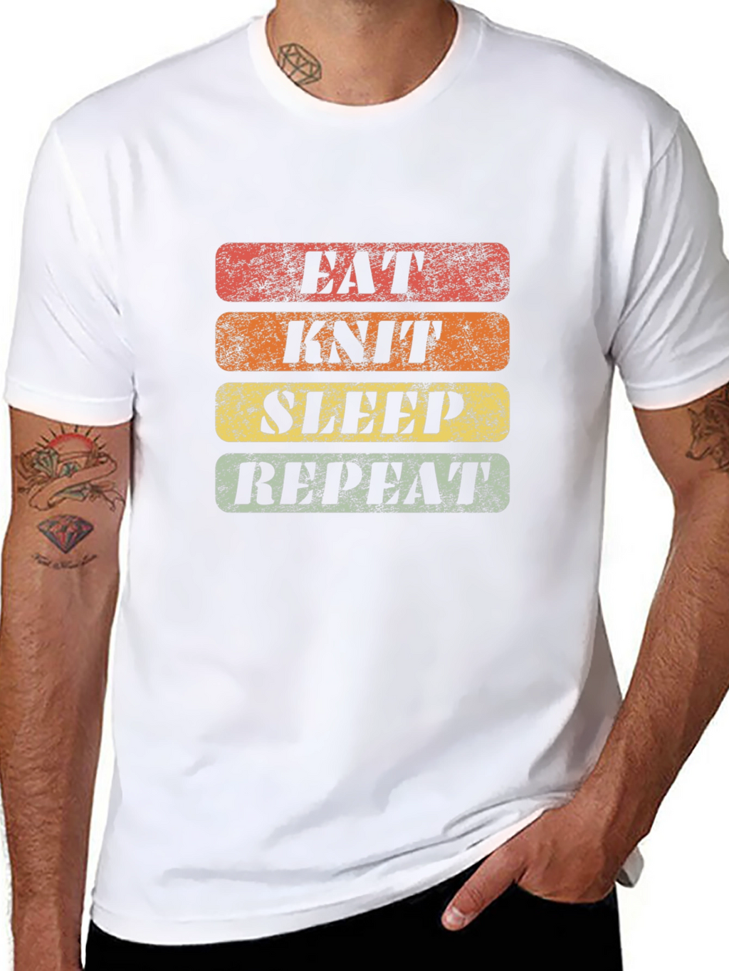 Eat Knit Sleep Repeat Graphic Tee