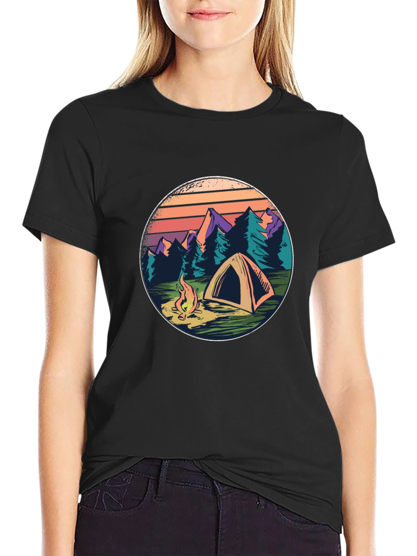 Camping Adventure T-Shirt - Mountain Scene Graphic Tee