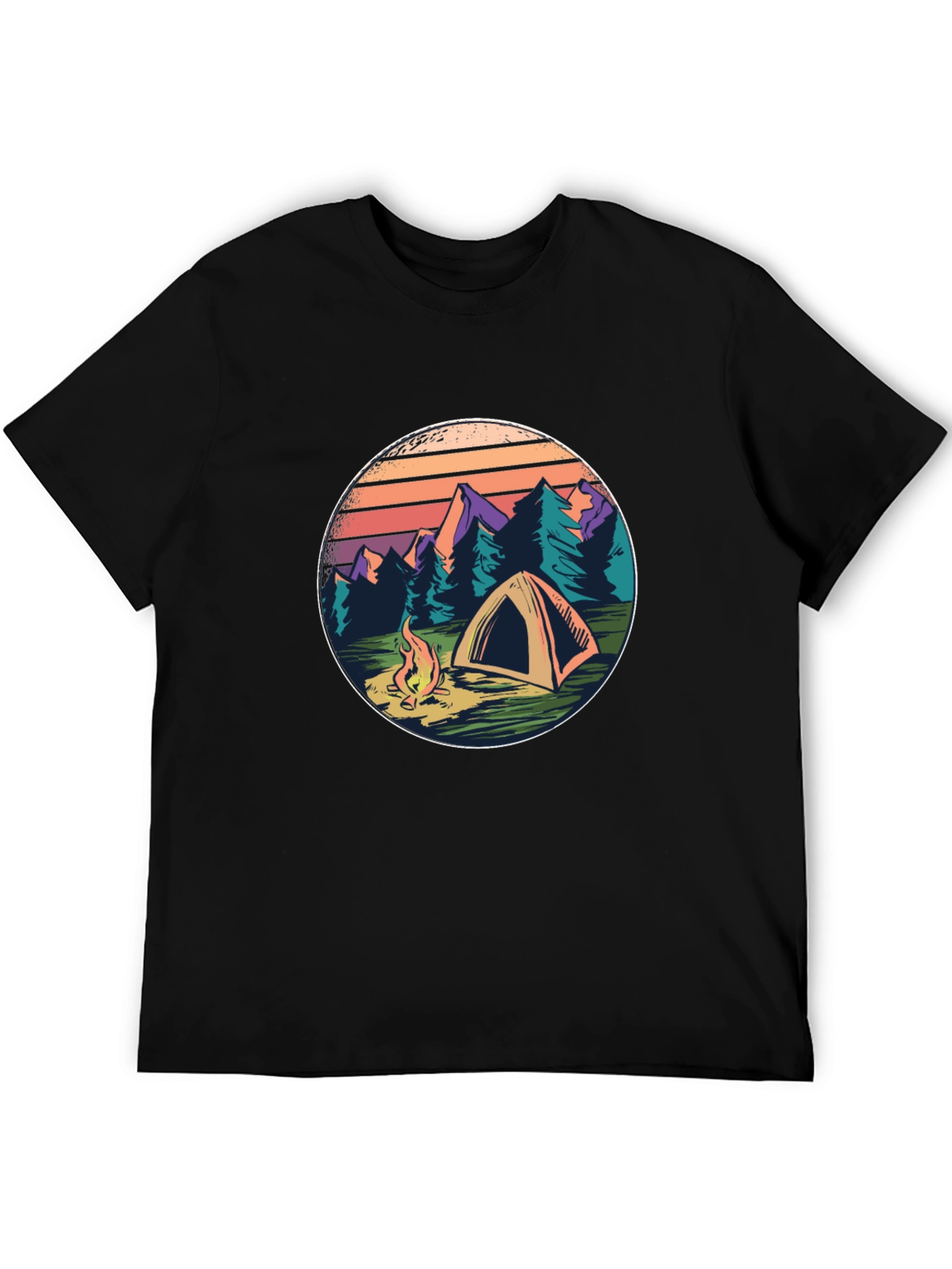 Camping Adventure T-Shirt - Mountain Scene Graphic Tee