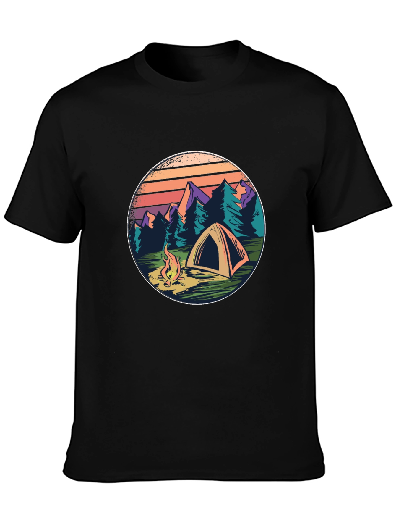 Camping Adventure T-Shirt - Mountain Scene Graphic Tee