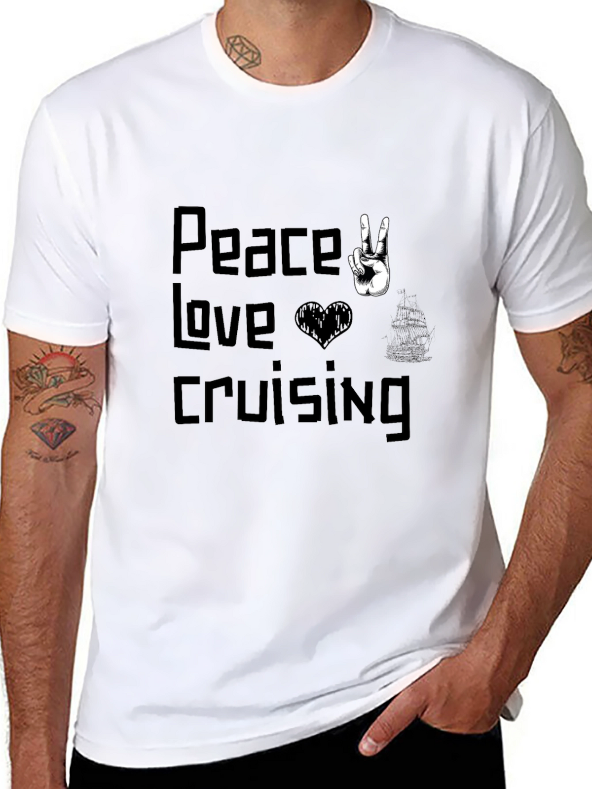 Peace Love Cruising Black Graphic T-Shirt