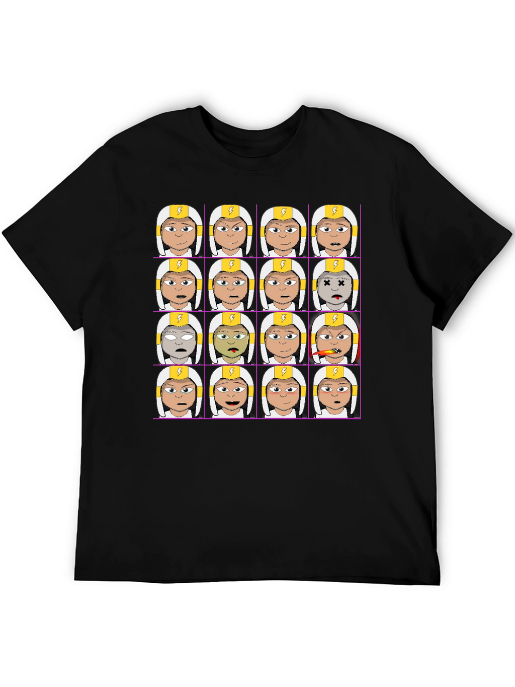 Funny Character Grid Print T-Shirt